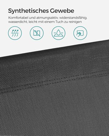 Лежак для відпочинку SONGMICS - великий, складаний, з сонцезахисною козирком та регульованою спинкою, 200 x 71 x 38 см, вантажопідйомність 150 кг, для саду, басейну, тераси, темно-сірий