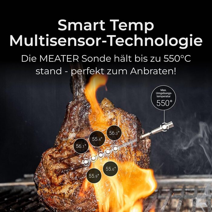 MEATER Pro Duo: Розумний термометр для м'яса | Висока термостійкість 550°C | Велика дальність | Сертифікована точність | Для приготування на грилі, в духовці, мангалі, коптильні, фритюрниці | 50+ рецептів в додатку