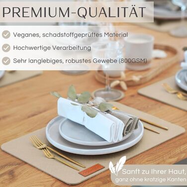 MAHEWA® Преміум комплект килимків на стіл з фетру (6 шт.) - антиковзаючі, миючі, для посуду (антрацит/коричневий, бежевий)