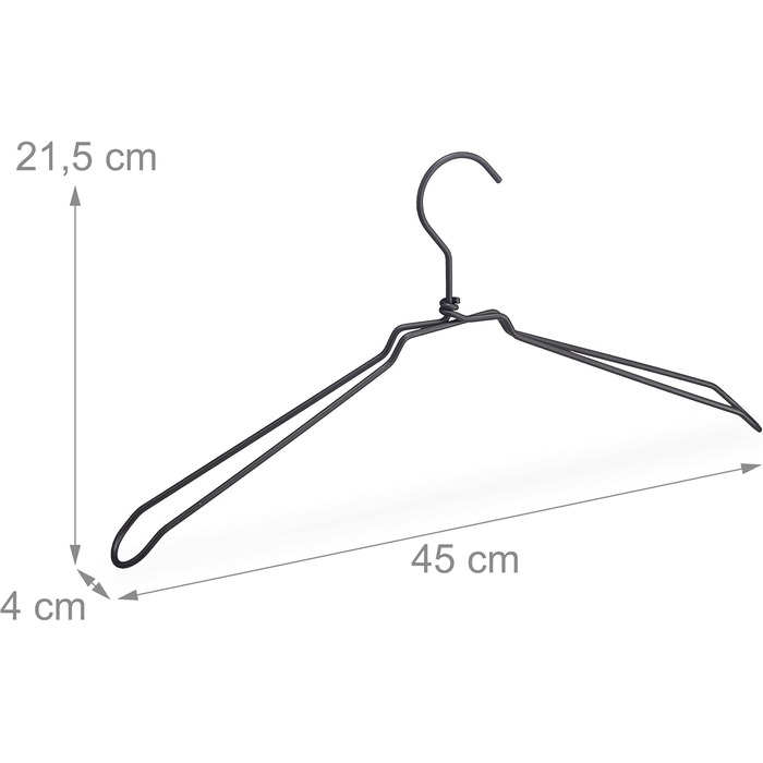 Вішалки, комплект з 12 шт. , для сорочок, курток і блуз, металевий, 45 см, чорний