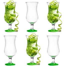 Скляні келихи Krosno, Набір келихів для коктейлів, для коктейлів, джина, пива, води, келихи для коктейлів, келихи для напоїв, стакан для води, смузі, десерт, можна мити в посудомийній машині 6 x 420 мл (зелений)