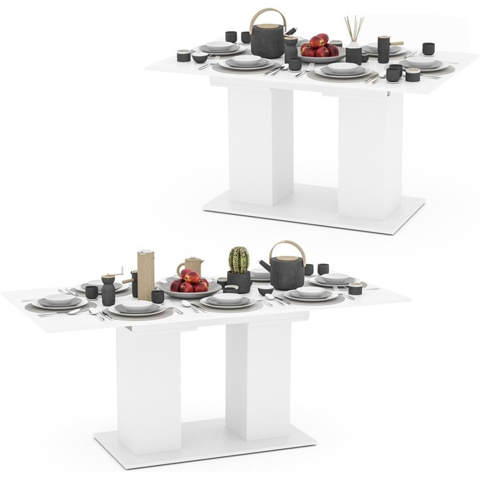 Розсувний обідній стіл Vicco Dix, дуб Goldkraft, 140 x 90 см, колір білий / Flyaway Orchidee