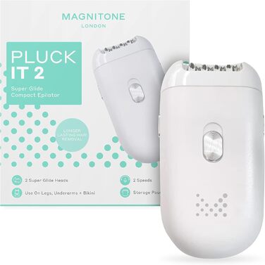 Епілятор Magnitone PluckIt2, міцний, для ніг, пахв і бікіні, USB, 2 головки, з кишенею