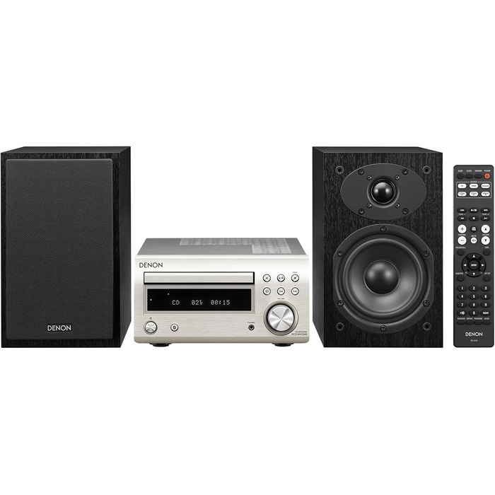 Система Denon D-M41DAB Mini, CD, Bluetooth, FM/DAB, 2x30 Вт, сріблястий/чорний