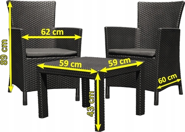 Комплект садових меблів Keter із пластику, сірий, 3 предмети
