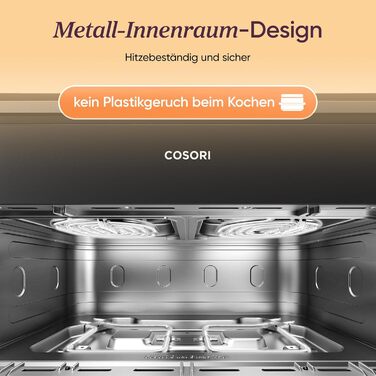 Фритюрниця COSORI з 2 камерами Dual Blaze TwinFry 10L, з 4 нагрівальними елементами, чорний/сріблястий