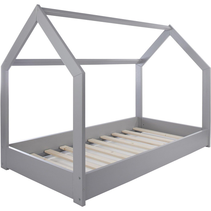 Ліжко-домік Velinda для дітей, ліжко-ігровий будиночок, односпальне ліжко, скандинавський дизайн (сірий колір)