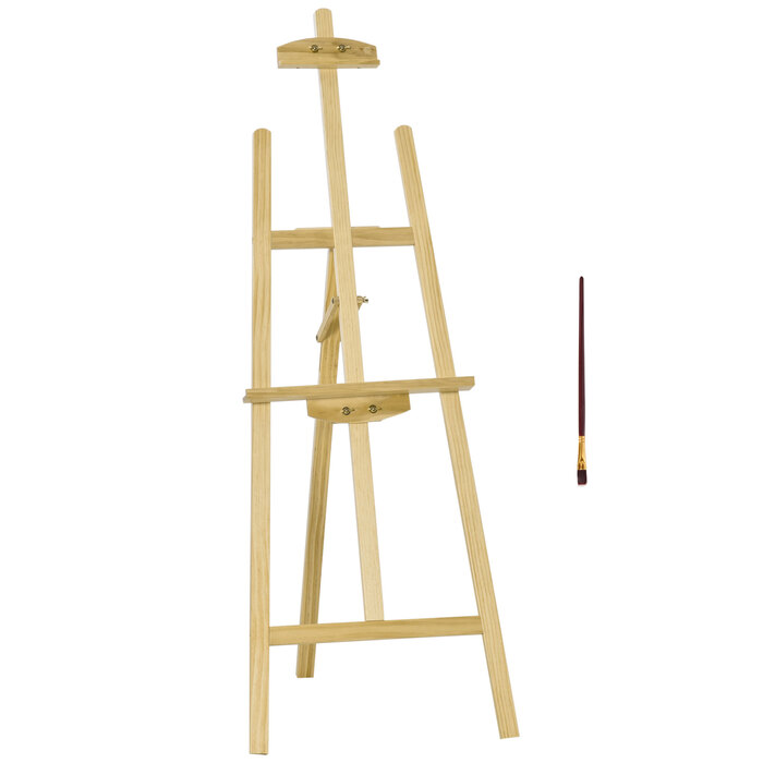 Мольберт HOMCOM Easel Studio з деревини сосни 90° регульований натуральний 51,5x71,5x134,5см для художників та художників