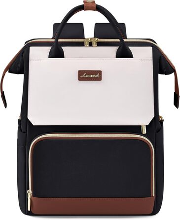 LOVEVOOK Рюкзак для жінок 15.6 дюймів, рюкзак для школи, підлітки, велика кишеня для пляшки, елегантний рюкзак для подорожей, сумка для навчання, універсальна шкільна сумка, водонепроникний рюкзак для роботи, подорожей, навчання, 15.6 дюймів, бежевий, чор