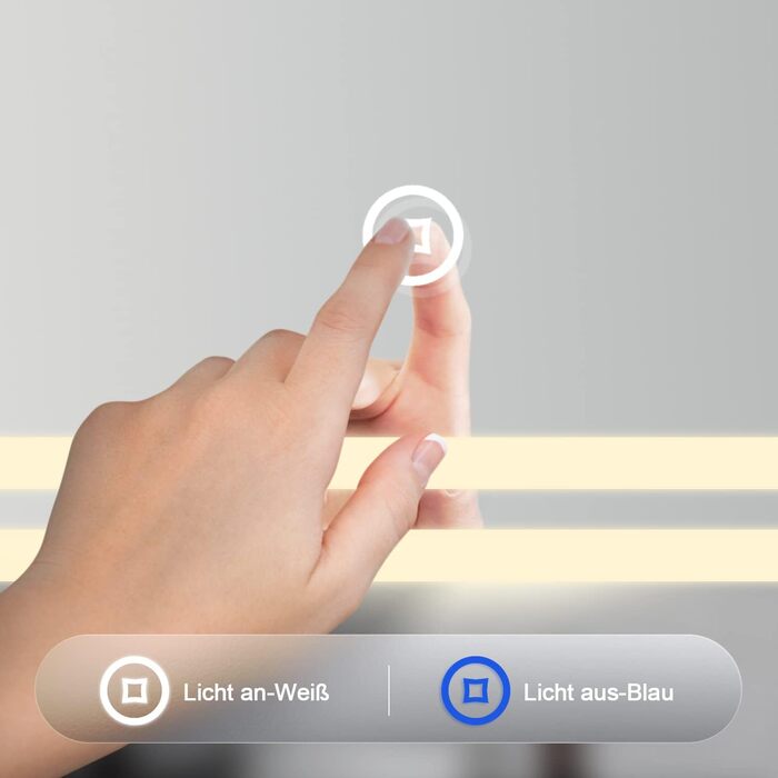 Дзеркало для ванної кімнати Badspiegel 70x50 см з підсвічуванням 3 кольори, сенсорне керування, прямокутне, LED, енергоклас A++