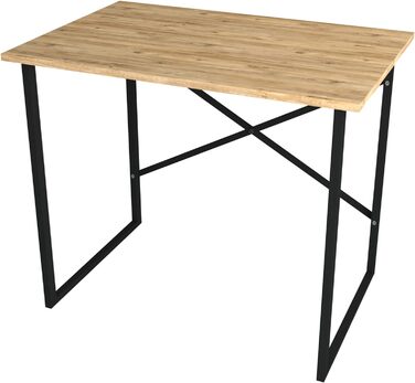 Письмовий стіл Tjeldsund Комп'ютерний стіл Офісний стіл 75 x 90 x 60 см Робочий стіл Стіл для ноутбука з металевим каркасом (дуб)
