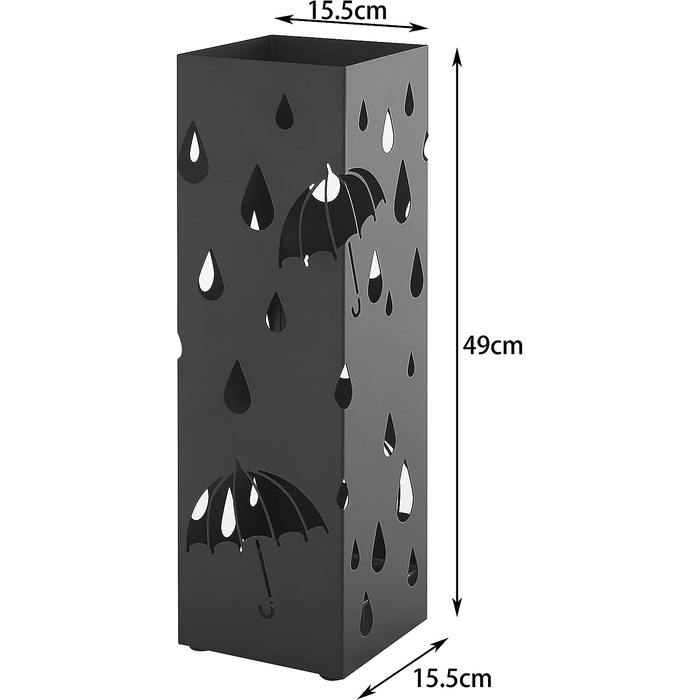 Підставка під парасольку ACAZA з корпусом, підставка квадратна для парасольки з металу, сховище для парасольки з непомітним дизайном, 49 х 16 х 16 см, білий (чорний)