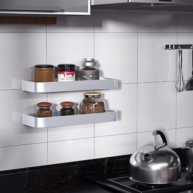 Підставка для душу без свердління, 2 шт. - Алюмінієва полиця для душу та ванної кімнати, срібна