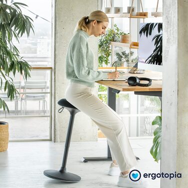 Ergotopia® Dykó - ергономічний офісний стілець з динамічною основою, регульована висота 56-83 см, 360° обертання, чорний
