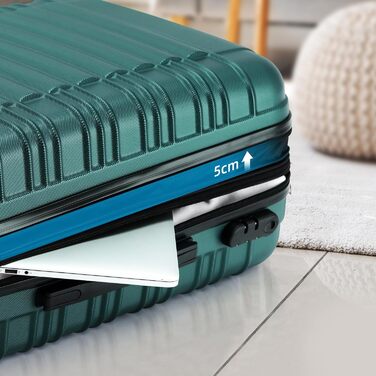 Дитячий валіза-тролей Beibye з жорстким корпусом, набір (Турквіс, Темно-зелений)