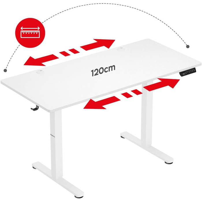 Стіл Електричний комп'ютерний стіл Офісний стіл Стіл Барний стіл 120 х 60 см Регулюється по висоті Плавно регульована 3-х плата пам'яті для керування пам'яттю Металева конструкція Білий, 8.2