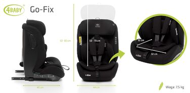 Автокрісло 4BABY Go-Fix I-Size (76-150 см) з Isofix, чорне