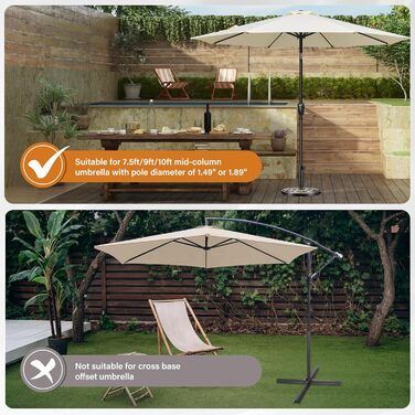 Міцний стійка для парасольки InfiniPower на 22,7 кг, для вулиці, газону, тераси, басейну, чорного кольору