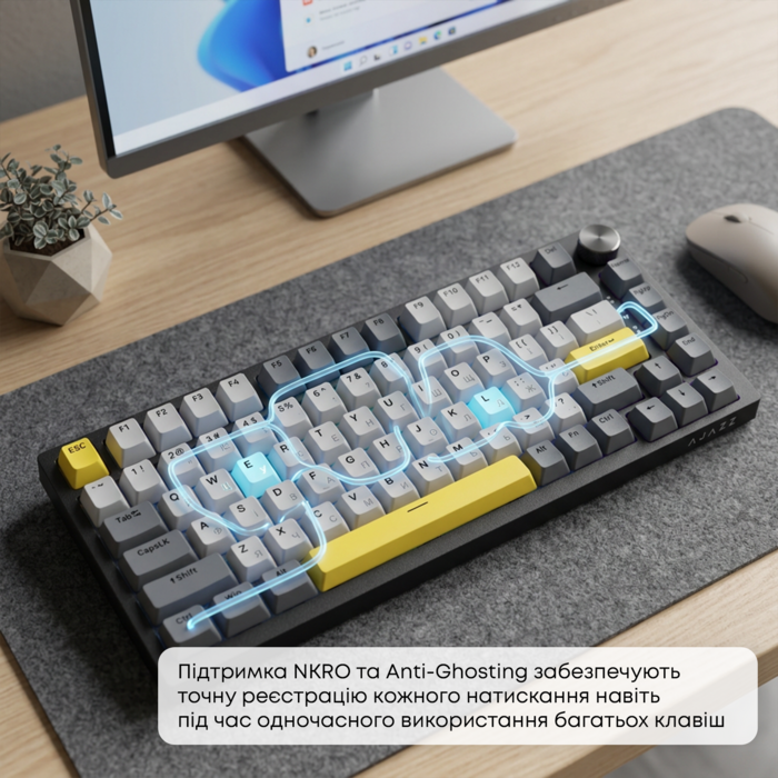 Дротова механічна клавіатура Ajazz AK820 Sea Salt Switch Black (AK820-SS-BGY)