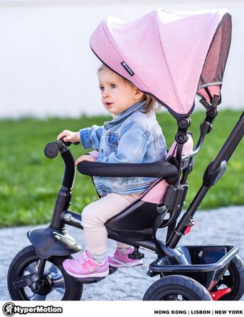Триколісний велосипед HyperMotion з ручкою для батьків, рожевий - для дітей від 1 до 4 років (до 20 кг)