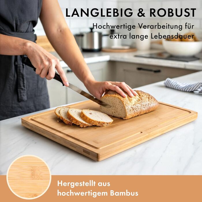 Набір дерев'яних обробних дощок 3 шт. (40x30см / 33x24см / 26x18см) з масиву акації, 2 см товщиною, з канавкою для соку - кухонні обробні дошки, дизайн, набір обробних дощок з дерева, бамбук