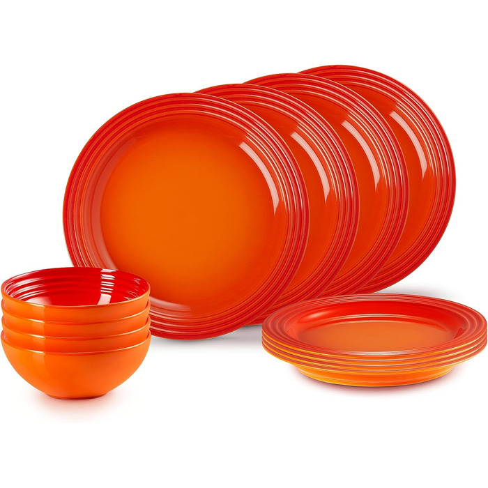 Набір посуду Le Creuset 12 предметів з кераміки, колір - рубіново-червоний, артикул 79351000907081