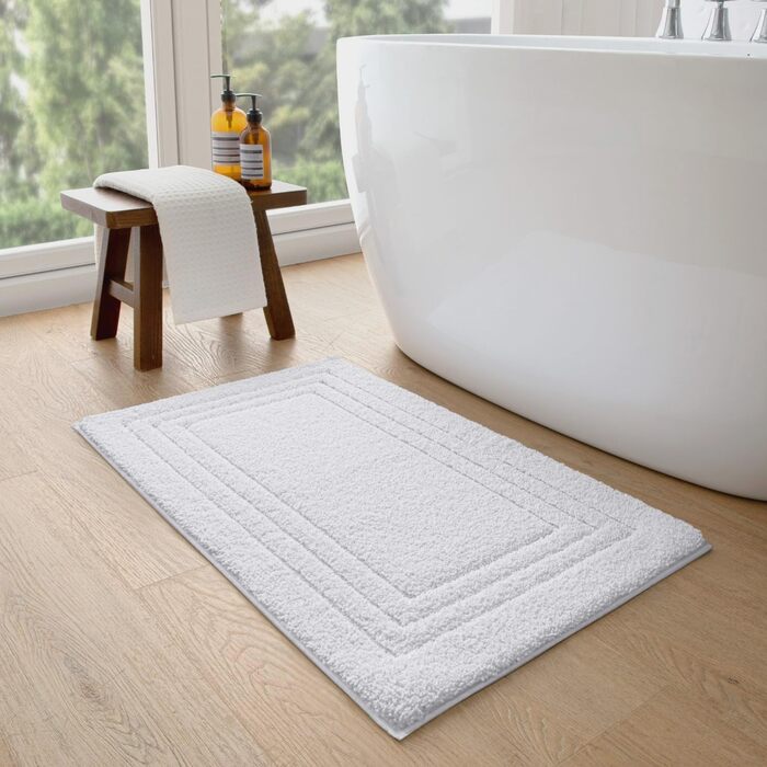Килимок для ванної кімнати DEXI, м'який, нековзний, миючий, 40 x 60 см, білий