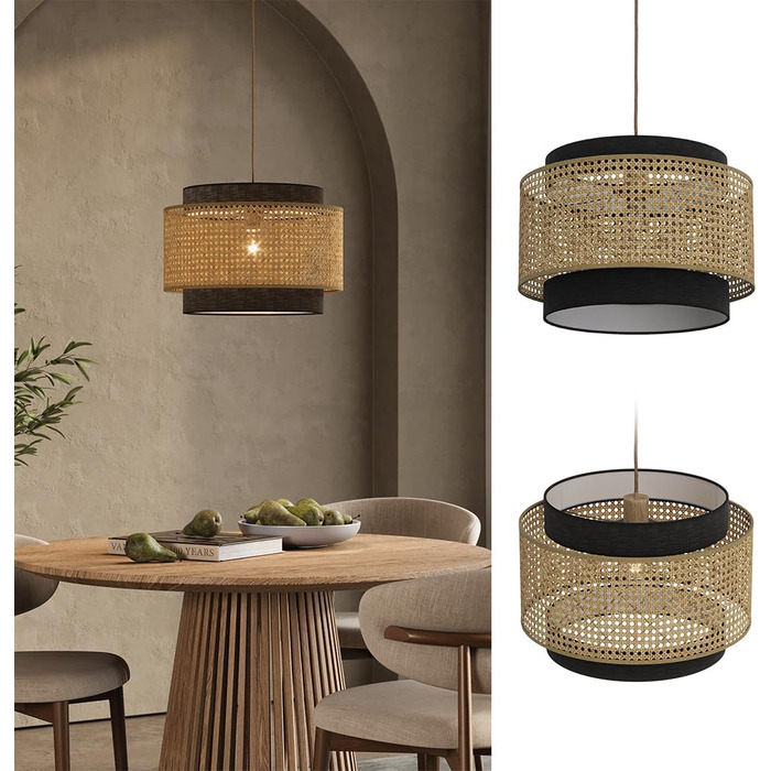 Стійка лампа Vicco Morten з ротангу, 26 x 45 см, для читання, чорна