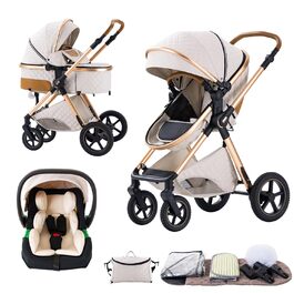 Дитяча коляска BEBBY 3-в-1: комбінована, бугі, туристична, для новонароджених, складна, біла Rice