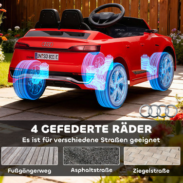 Електромобіль для дітей Audi Q8, 12V, швидкість 3-5 км/год, пульт дистанційного керування, фари, музика, червоний