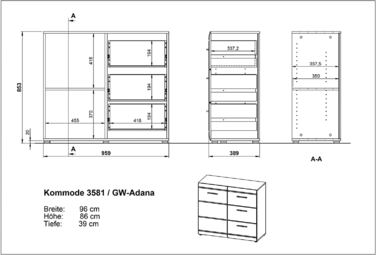 Біла, 40x96x86 см, 3581-84 GW-Adana Wood