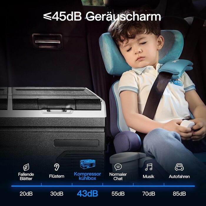 Автохолодильник AAOBOSI 90L з компресором, WiFi, USB, 12/24/240V (-20°C) для авто, кемпінгу, човна