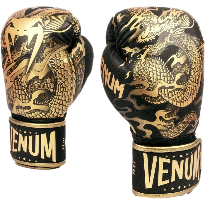 Боксерські рукавички Venum Dragon Flight 10 унцій Чорний / Бронзовий