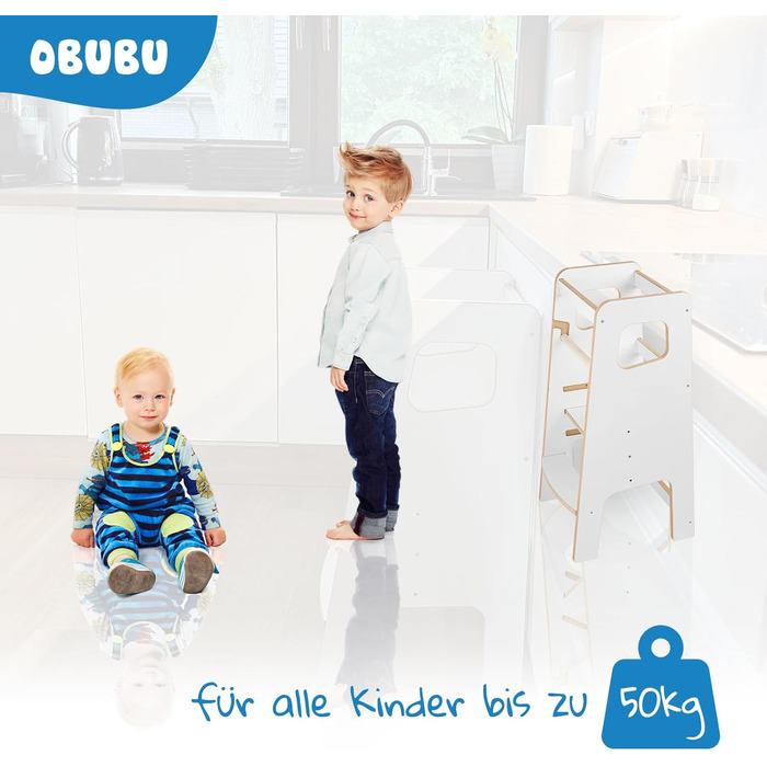 Дитячий навчальний стільчик Монтессорі з перекладиною – білий кухонний помічник, підставка для малюків, безпечний та надійний, з фіксатором, регульована висота, улюблець батьків, сучасний та стійкий, модель 4 - Білий (модель 3 - Білий)