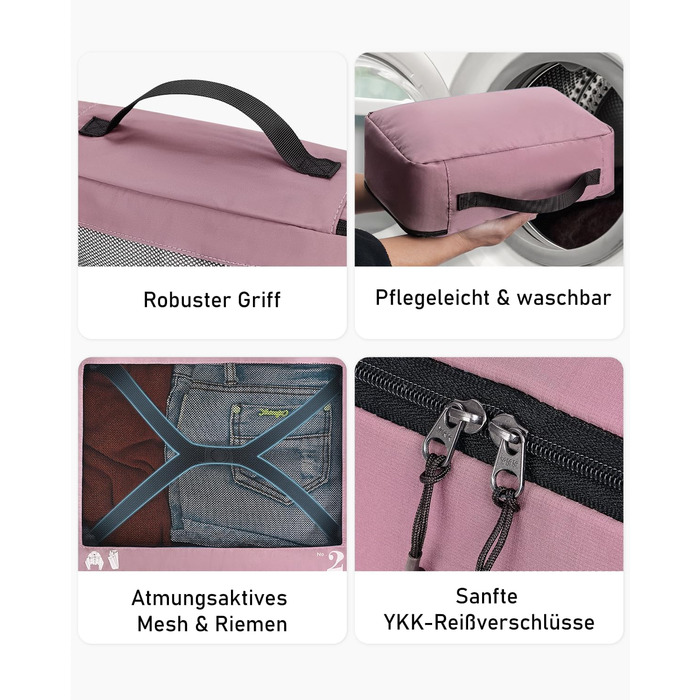 Набір органайзерів для подорожей ECOHUB (7 шт), дорожні компресійні сумки з переробленого PET, рожеві