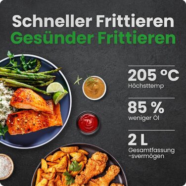 Фритюрниця без олії Chefman 2L: компактна, чорна, з антипригарним кошиком та цифровим таймером