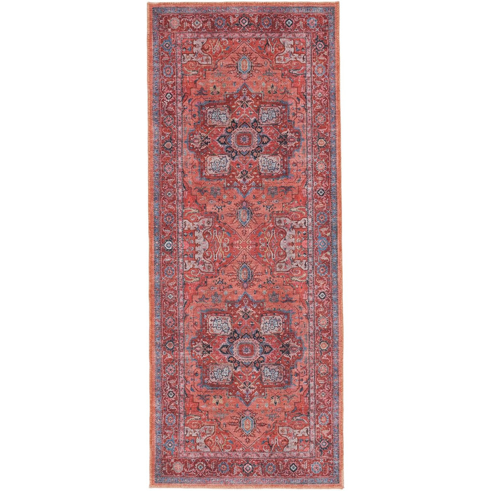 Килим RugVista, Georgia Oriental, Прямокутник, Низький ворс, Сучасний, Oeko-TEX 100, Червоний/Рожевий, 80x200, Хімчистка