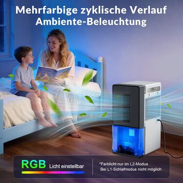 Електричний осушувач повітря 2300 мл з відведенням води, таймером, захистом від інею, світловий колір, режим сну, захист від вологи та плісняви, для спальні, підвалу, квартири, компактний