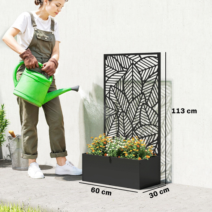 Підвищене грядка з металу з шпалерою для в'юнких рослин, самостійна або для кріплення до стіни