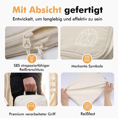 Набір органайзерів для одягу в подорож Compression Packing Cubes, компресійні сумки для валізи та рюкзака, нейлонові органайзери для речей, бежевий, 5 шт.