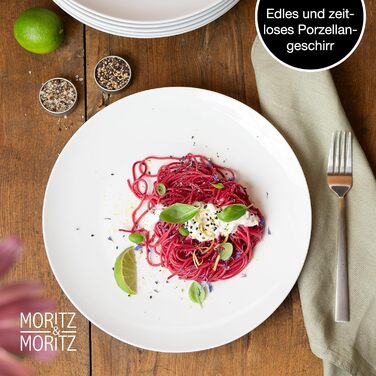 Набір посуду Moritz & Moritz BASIC 18 предметів на 6 осіб - сучасний, з якісного порцеляну, білий. В комплекті: 6 тарілок для вечері, 6 десертних тарілок, 6 салатників.