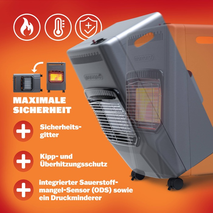 Газовий обігрівач чорний 72x38x42см 4200W