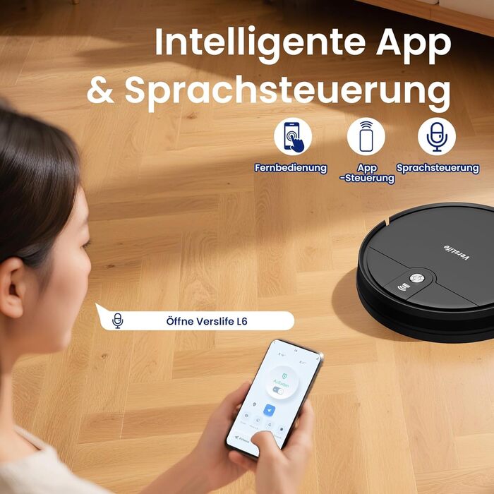 Робот-пилосос VersLife L6 з функцією миття підлоги, 120 хв роботи, керування через додаток/Wi-Fi/Alexa