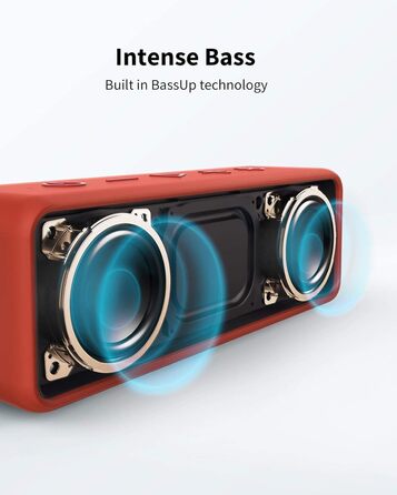 Портативна Bluetooth колонка Anker SoundCore 2, червона: потужний звук, глибокий бас, 24 год роботи, водонепроникність IPX7, сумісна з iPhone, Galaxy
