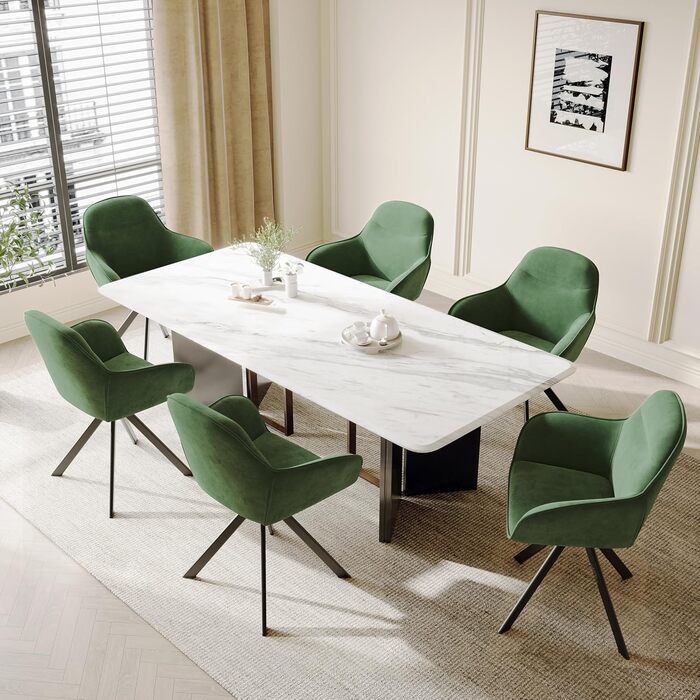 Набір обертових стільців для їдальні з підлокітниками (2 шт.), зелені