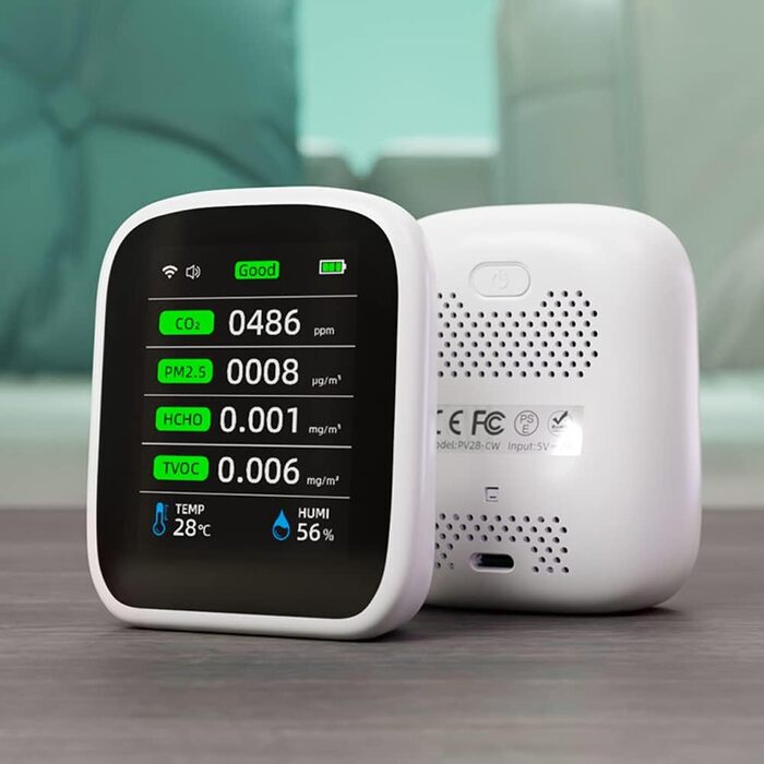 Портативний тестер якості повітря Irfora Tuya WiFi 8 в 1: PM1.0, PM2.5, PM10, CO2, TVOC, HCHO, температура, вологість, LCD-дисплей