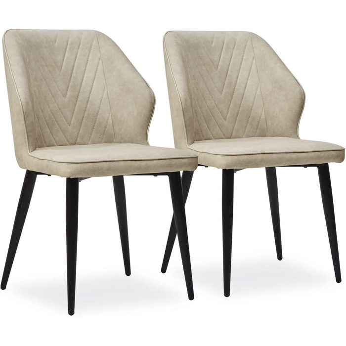 CLIPOP Стільці для їдальні Ретро Штучна шкіра М'який стілець для їдальні зі спинкою та міцними металевими ніжками, кухонні стільці, м'який стілець для дому/офісу (Бежевий, 4)