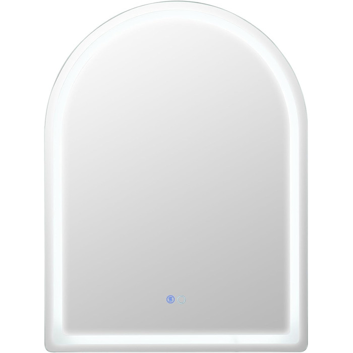 Дзеркало для ванної кімнати RELAX4LIFE з підсвіткою, настінне, напівкругле, 80 x 60 см, LED, сенсорне керування, функція пам'яті, запобігання запотіванню, без рами, 3 кольори світла, регулювання яскравості