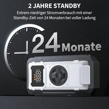 Powerbank-пусковий пристрій Acmount 6000A для авто: 12V, USB, LCD-дисплей (срібний)