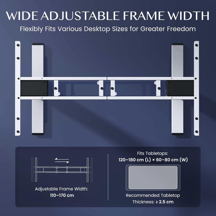 Регульований за висотою стіл FLEXISPOT E6: електричний, 160 кг, телескопічна база, пам'ять, LED дисплей, USB